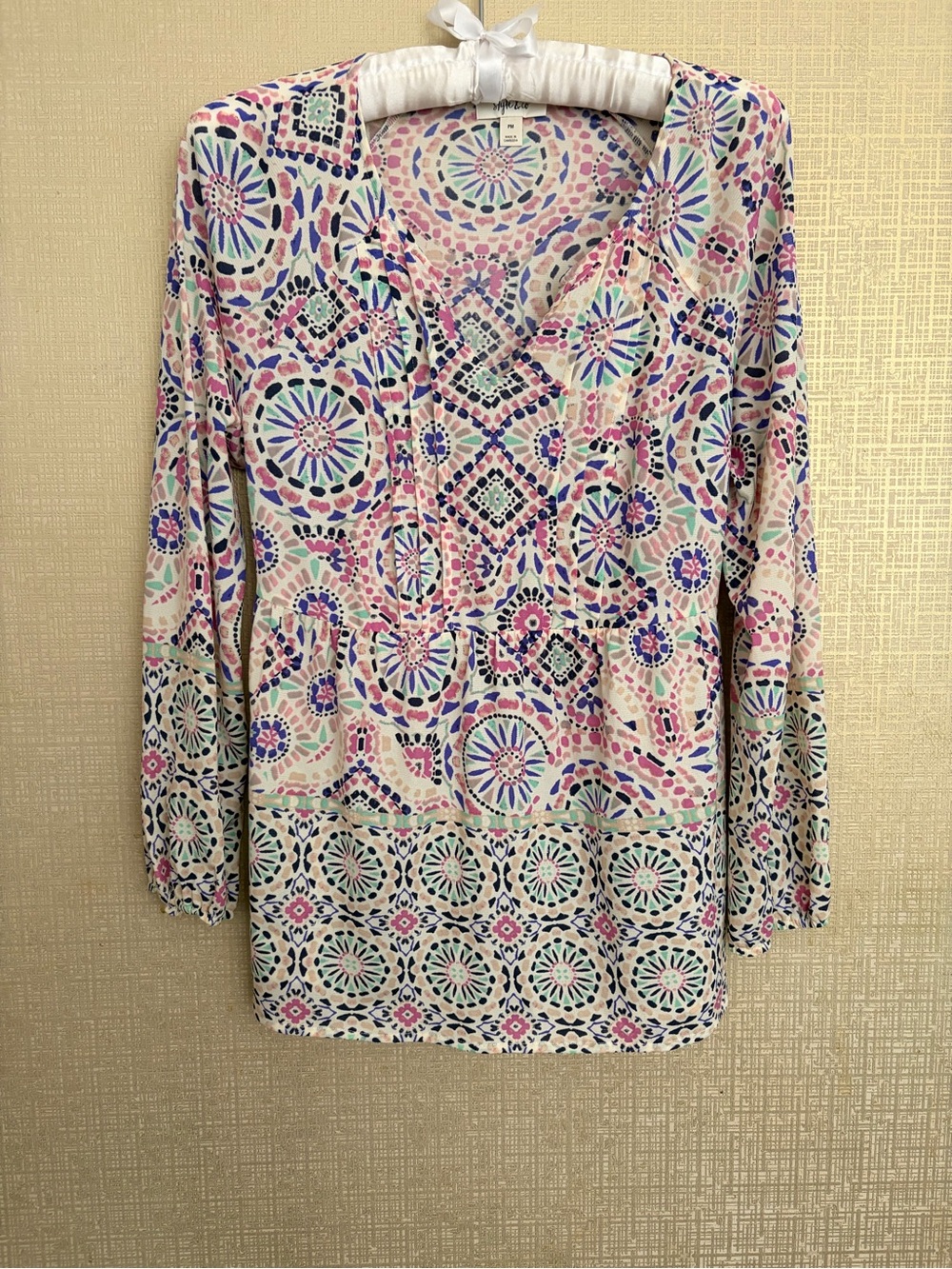 Style & Co. Multicolor Mosaic-Print Long Sleeve Tunic